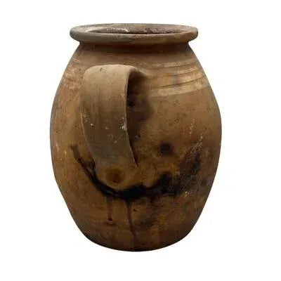 This antique one-handle terra cotta vessel from Hungary is a wonderful addition to any Farmhouse decor. The rustic pottery...