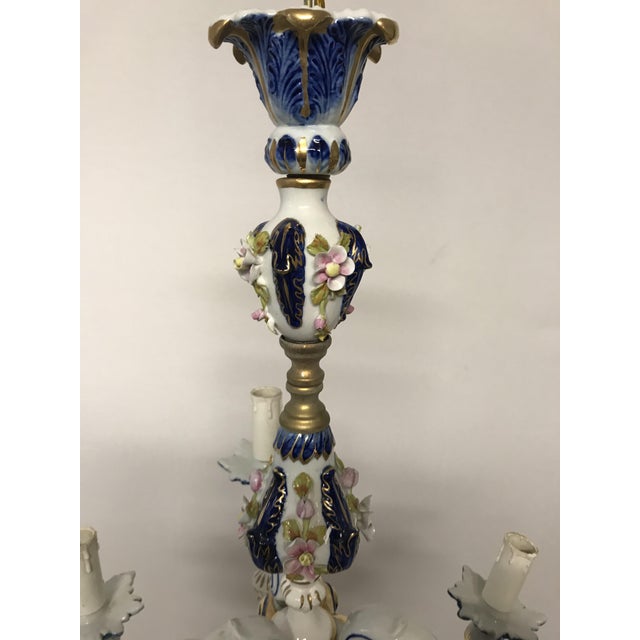 Vintage French Porcelain Flower Chandelier For Sale - Image 10 of 18