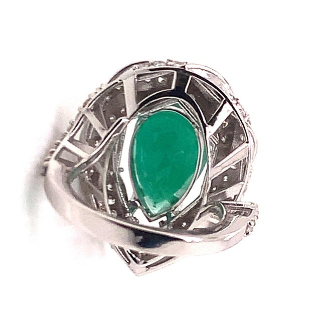 Natural Emerald Diamond Ring 14k Gold 6.1 TCW Certified For Sale - Image 9 of 12