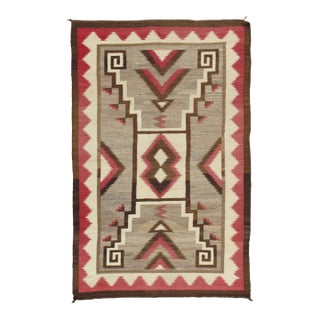 1930's Navajo Storm Pattern Rug, Gray Color For Sale