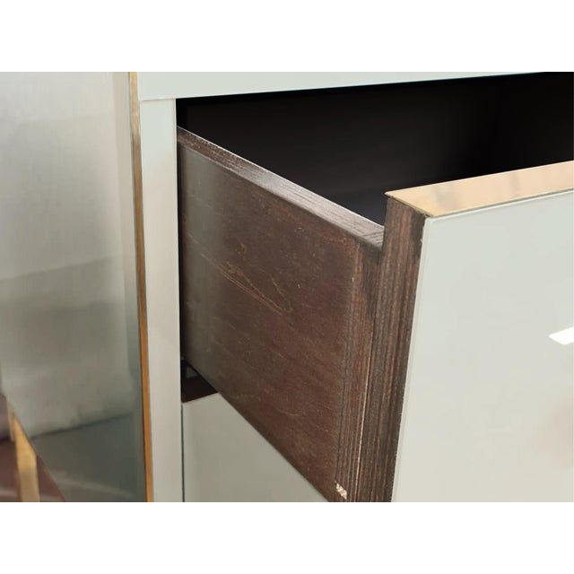 Not Yet Made - Made To Order Pair of White Opaline Glasses With Brass Trim and Legs, Available For Sale - Image 5 of 5