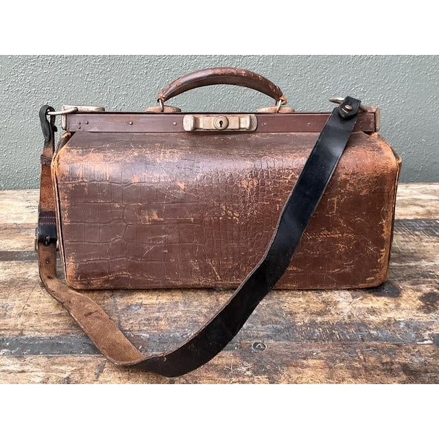 Late 20th Century Vintage Stamped Croco Doctors Bag For Sale - Image 5 of 12