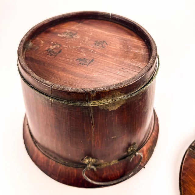 Antique Chinese Wood Covered Rice Bucket For Sale - Image 11 of 12