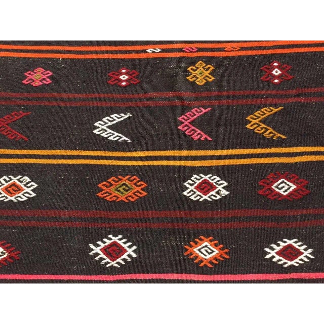 Vintage Striped Turkish Kilim Rug - 73" X 146" For Sale In Raleigh - Image 6 of 11