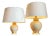 Vintage French Table Lamps in Ivory / Gold Crackled Ceramic from Maison Le Dauphin, 1970s, Set of 2 For Sale