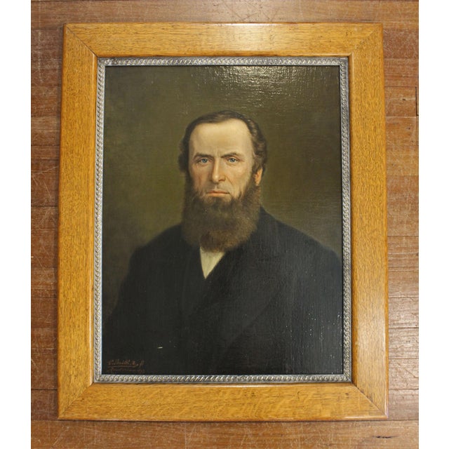 Pair of portraits painted in Amsterdam in 1893 by C. Smith. Oil on canvas, laid down & cleaned. Signed & dated. A bearded...