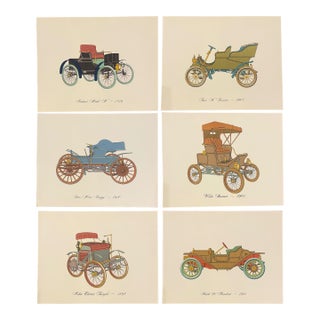 Antique Automobiles Lithograph - Set of Six For Sale