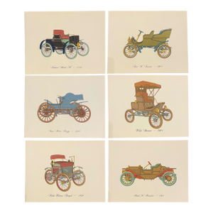 Antique Automobiles Lithograph - Set of Six