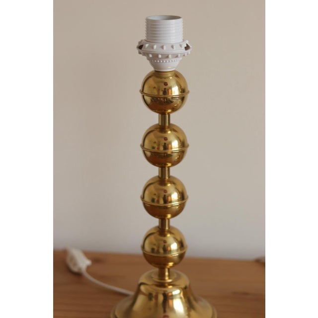 Gold Vintage Swedish Brass Bobbin Table Lamp from Aneta, Set of 2 For Sale - Image 8 of 18