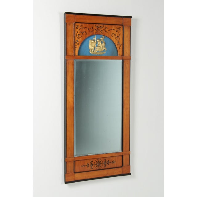 Biedermeier wall mirror with gilded cherubs against a blue background southern germany cherry wood, plaster c. 1830...