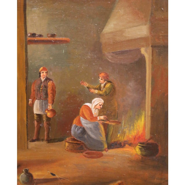 19th Century French Hand-Painted Tole Tray With Interior Tavern Scene For Sale - Image 4 of 8