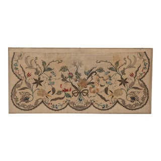 18th Century English Georgian Silk and Gold Metallic Thread Embroidered Apron Panel For Sale