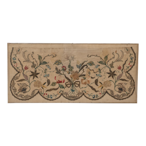 18th Century English Georgian Silk and Gold Metallic Thread Embroidered Apron Panel