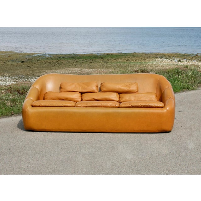 Space Age 3-Seater Sofa in Orange Imitation Leather, 1970s For Sale - Image 17 of 18