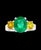 Traditional 3 Carat Oval Cut Colombian Emerald and Yellow Sapphire 18 Karat Gold Ring For Sale - Image 3 of 18