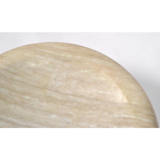 Mid-Century Modern Round Tan Beige Carrara Marble Bowl Centerpiece Italy For Sale - Image 11 of 12