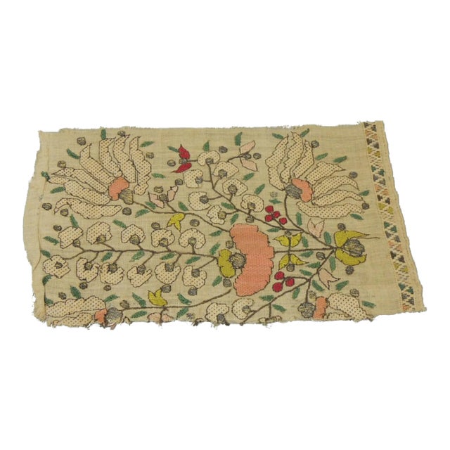 Antique Turkish Embroidery Textile Fragment For Sale