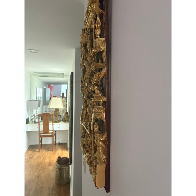 Early 20th Century Early 20th Century Asian Giltwood Panel For Sale - Image 5 of 6