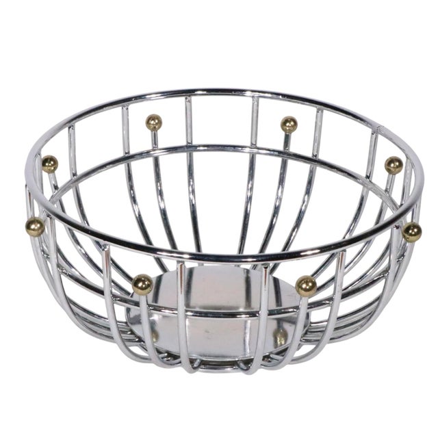 Metal Hollywood Regency Space Age Chrome and Brass Fruit Bowl C. 1960/70's For Sale - Image 7 of 7