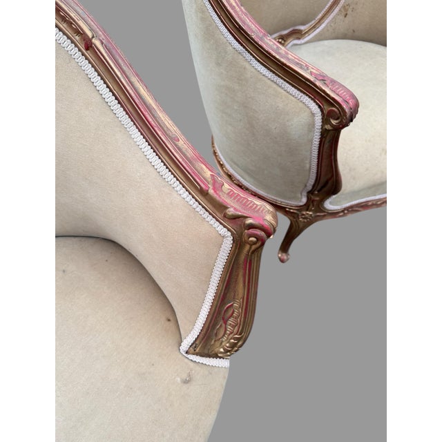 Wood Set of 3 Matching Vintage French or Italian Style Petite Bergere Chairs For Sale - Image 7 of 12