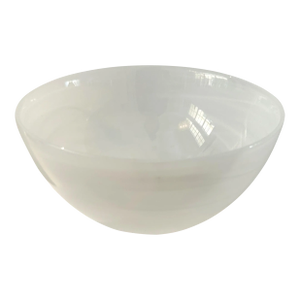 Contemporary Spanish White Swirl Glass Bowl