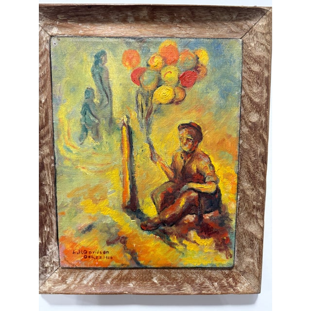 Red L. H. Davidson "Buffoon" Clown Oil on Canvas Circa 1948 For Sale - Image 8 of 8