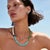 Three colors of Tibetan turquoise, blocked in sequence, green faceted rondelles, white, blue heishi with 22K gold vermeil...