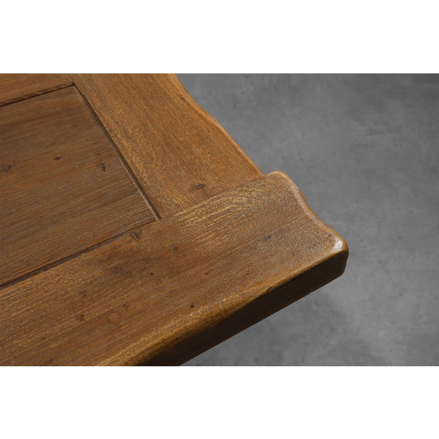 Mid-Century Brutalist Oak Dining Table, Belgium, 1960s For Sale - Image 12 of 13