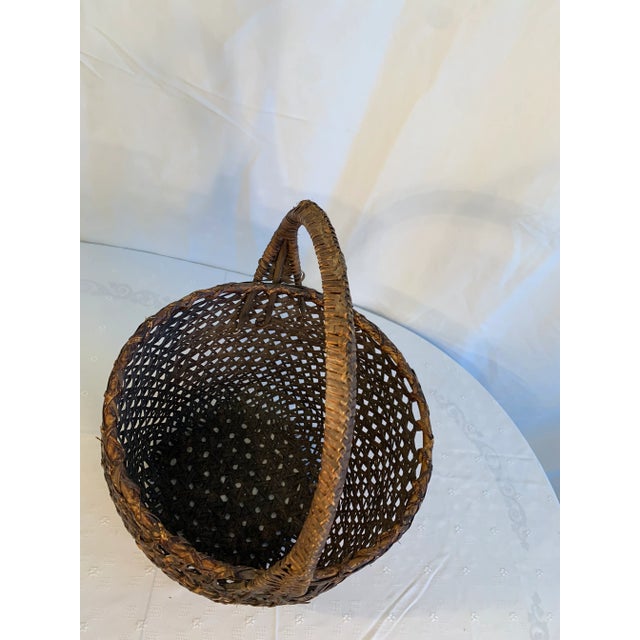 Antique Primitive Gathering Basket For Sale - Image 9 of 11