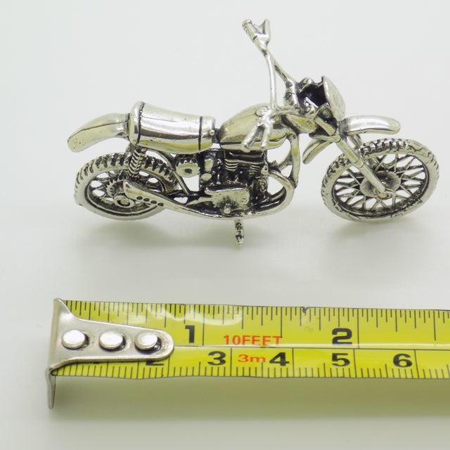Vintage Italian Silver 800 Motorcycle Figurine, 1980s For Sale - Image 10 of 11