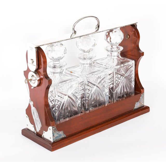 Late 20th Century English Silver-Plated 3-Bottle Tantalus, Set of 4 For Sale - Image 10 of 14