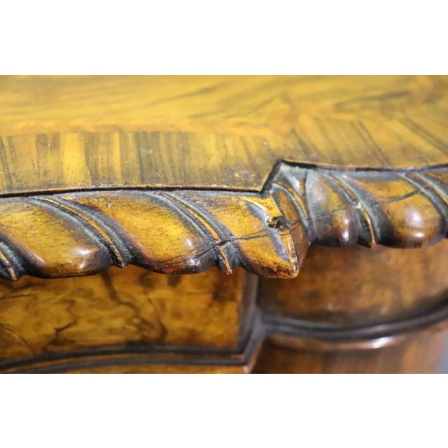 Burled Walnut Small Size English Georgian Buffet Server Circa 1920 For Sale - Image 11 of 12