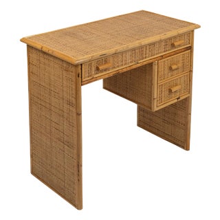 Midcentury Modern Bamboo and Rattan Desk, 1970s For Sale