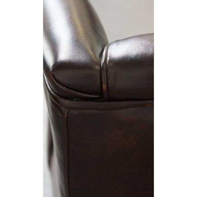 English-Style Wing Chair in Cowhide Leather For Sale - Image 13 of 14