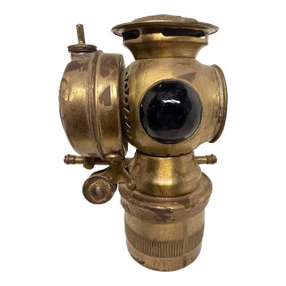 Antique Solar Model S Carbide Bicycle Headlamp by Badger Brass Co., C. 1899 For Sale
