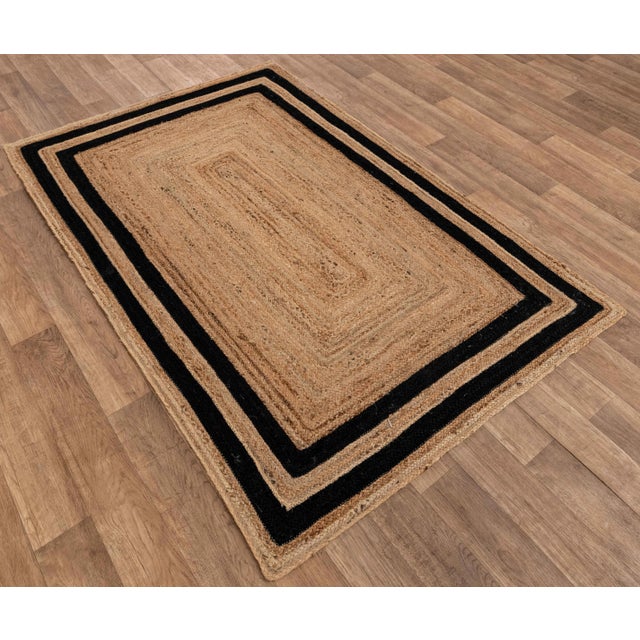10'x14' Black Border Rectangle Jute Handmade Rug For Sale - Image 9 of 10
