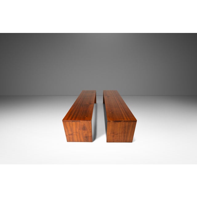 1980s Set of Two (2) Substantial Handmade Minimalist MCM Custom-Made Studio / Gallery Benches in Walnut, Usa, C. 1980s For Sale - Image 5 of 18