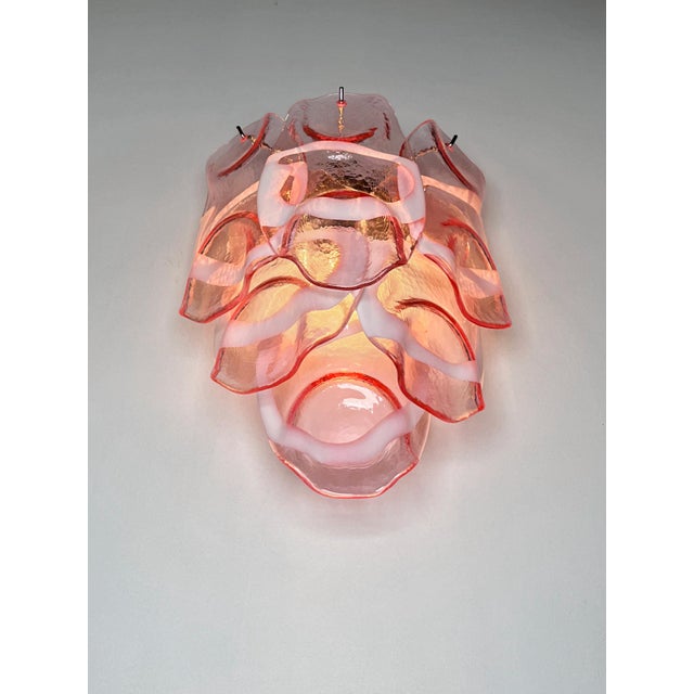1990s Vintage Italian Murano Wall Lights with Pink Lattimo Glasses, 1990s, Set of 2 For Sale - Image 5 of 14