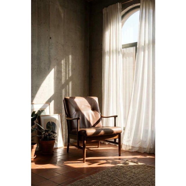 Mid-Century Danish Modern Beech and Brown Leather Armchair from Farstrup Møbler, 1970s For Sale - Image 16 of 18