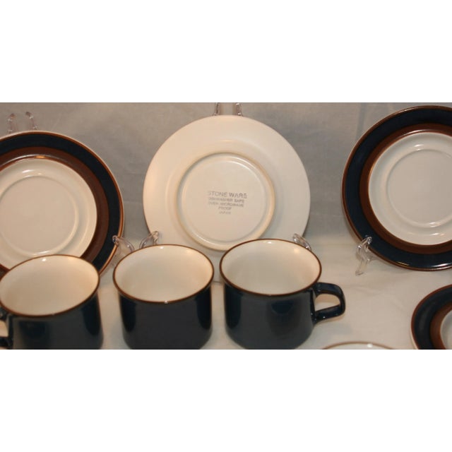 Mid 20th Century Vintage 1970s Japan Haniwa Stone by Ranmaru Capri Pattern Cups & Saucers- 14 Pieces For Sale - Image 5 of 9