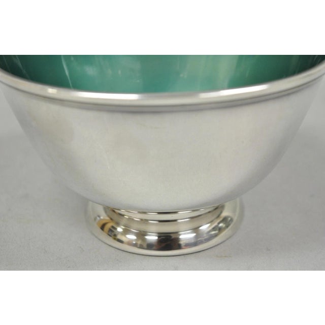 Vintage Towle Mid Century Modern Silver Plated Green Enamel Candy Nut Dish Bowl For Sale In Philadelphia - Image 6 of 12