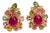 Bochic "Orient" Ruby & Multi Color Tourmalines Earrings Set 18K Gold & Silver For Sale