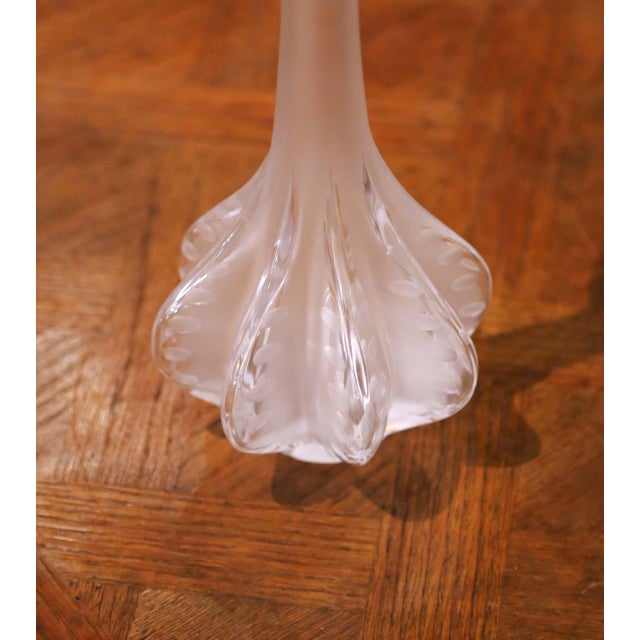 Late 20th Century Vintage French Frosted Crystal Soliflore Vase by Marie-Claude Lalique For Sale - Image 5 of 10
