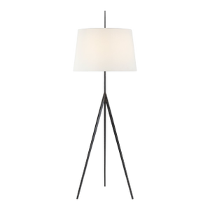 Ian K. Fowler by Visual Comfort Signature Triad Hand-Forged Floor Lamp in Aged Iron with Linen Shade