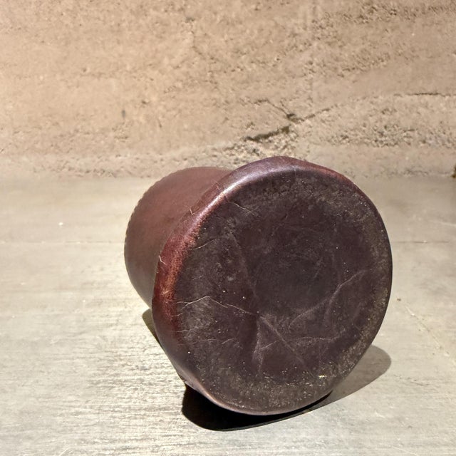 1950s Vintage Brown Leather Dice Cup After Paul Dupré-Lafon For Sale - Image 5 of 12
