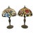 Pair of Vintage Art Nouveau Style Leaded Glass Lamps For Sale