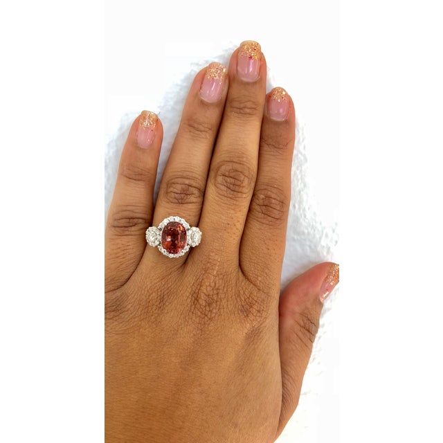 2020s 4.97 Carat Pink Tourmaline Diamond 14 Karat White Gold Ring, Size 7 For Sale - Image 5 of 8