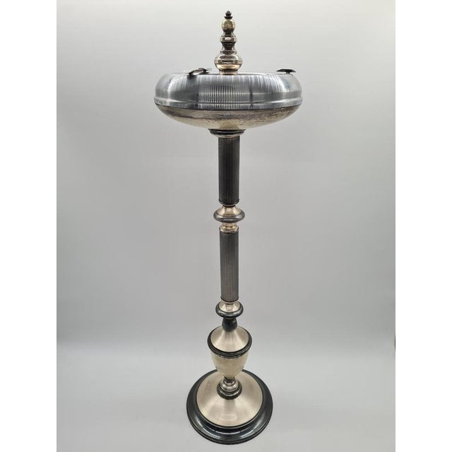 Art Deco Modernist Freestanding Ashtray in Nickel-Plated Metal, 1950 For Sale - Image 4 of 11