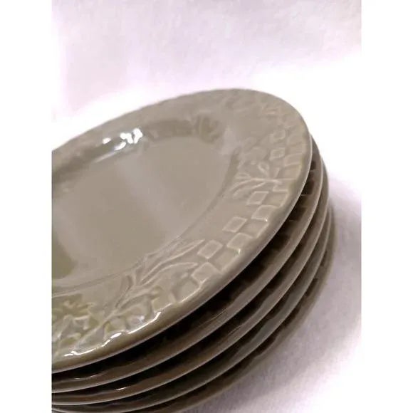 Set of 5 Home Grown Riviera Van Beer Stoneware Five 6" Cake Plate Mustard Green Vintage For Sale In San Diego - Image 6 of 11