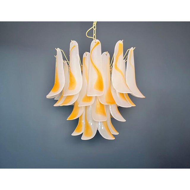 Vintage Italian Murano Chandelier with Acid-Etched Amber Glass Petals, 1990s For Sale - Image 17 of 17